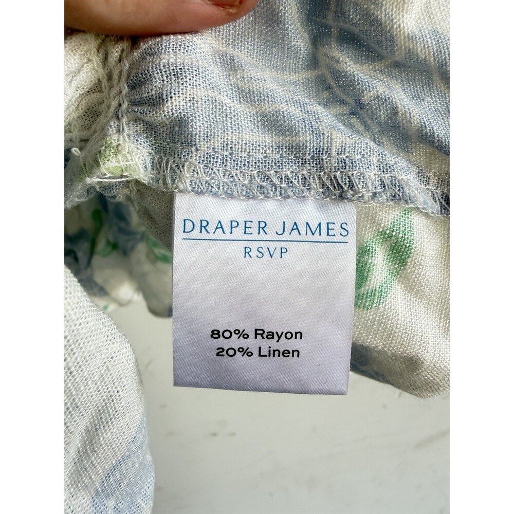 Draper James RSVP XXL Floral Tank Blouse Blue Flowers Linen Blend - Picture 3 of 5